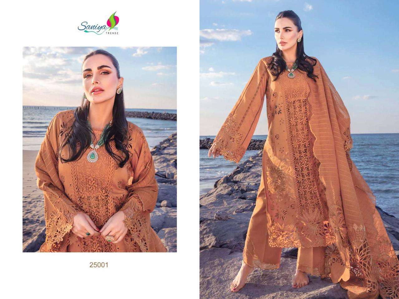 SANIYA RANG RASIYA VOL 25 25001 PAKISTANI HIT DESIGN ORANGE SUIT EXPORT