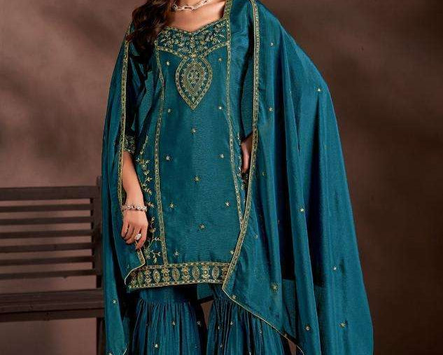 Purple Threadwork Raw Silk Designer Salwar Suit