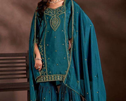 Purple Threadwork Raw Silk Designer Salwar Suit