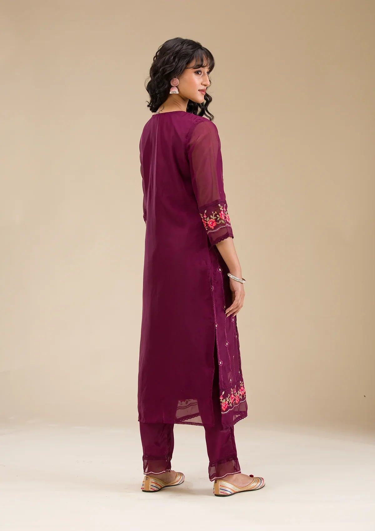 Purple Threadwork Raw Silk Designer Salwar Suit