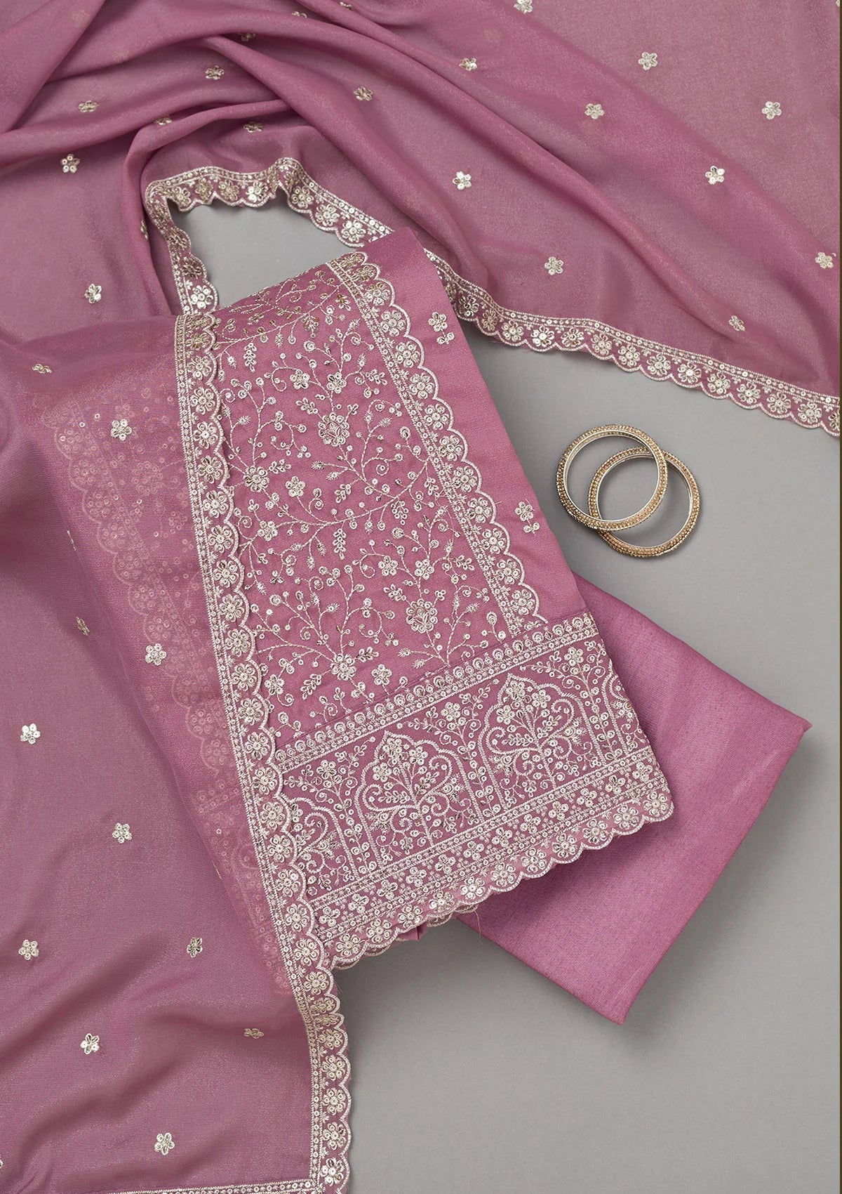 Mauve Zariwork Georgette Designer Salwar Suit