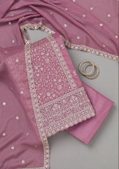 Mauve Zariwork Georgette Designer Salwar Suit