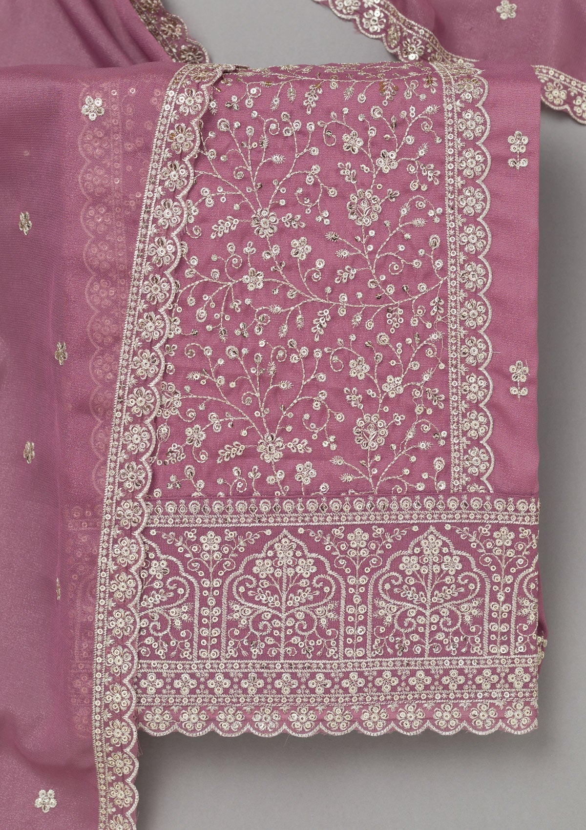 Mauve Zariwork Georgette Designer Salwar Suit