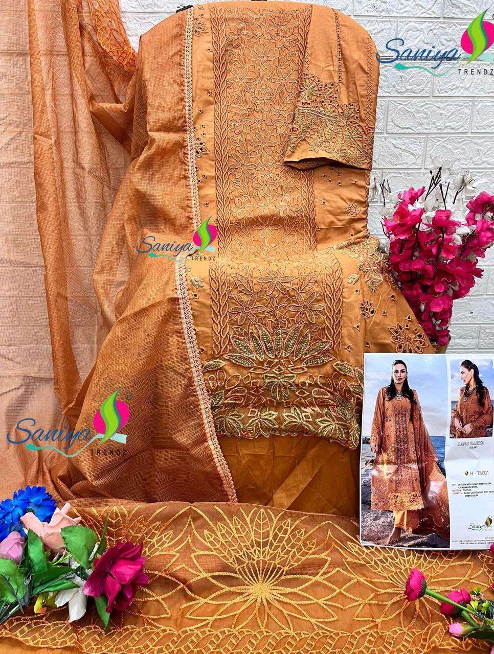 SANIYA RANG RASIYA VOL 25 25001 PAKISTANI HIT DESIGN ORANGE SUIT EXPORT