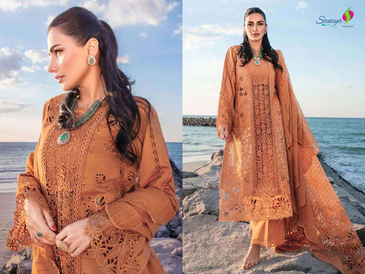 SANIYA RANG RASIYA VOL 25 25001 PAKISTANI HIT DESIGN ORANGE SUIT EXPORT