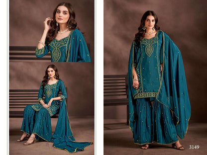 Purple Threadwork Raw Silk Designer Salwar Suit